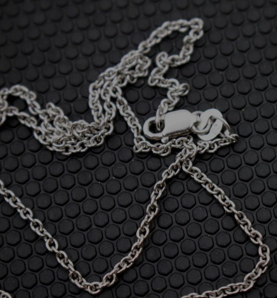 14K Solid White Gold Cable Chain 1.25mm Thin Necklace 16 "in - Image 3 of 4