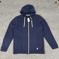 Marine Layer Afternoon Hoodie Large Sweatshirt Full Zip Blue NWT w/LOGO READ