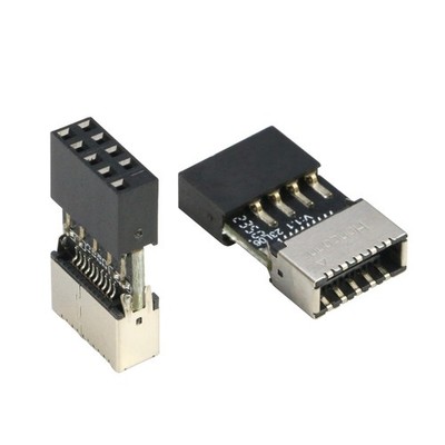 2 PCS USB 2.0 To USB 3.2 Gen 1 Header Adapter 9Pin To TypeE Female