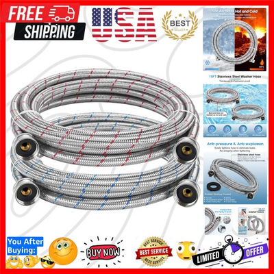 #ad 15FT Long Stainless Steel Washing Machine Hoses for Hot and Cold Water Supply... $39.99