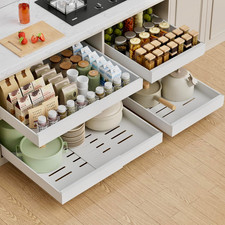 4 Pack Expandable Pull Out Cabinet Organizer, 21'' Deep Pull Out Drawers