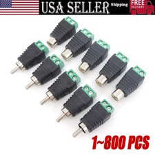 1-800Pcs of Speaker Wire Cable to Audio RCA Male Connector Adapter Jack Plug Lot