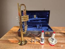 Vintage 1960s Bach Stradivarius 37 Trumpet Elkhart Corporation ML 37096 Bundle
