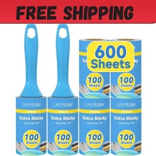 600 Sheets Extra Sticky Lint Rollers for Pet Hair, Easy Spiral Tear Lint Roller