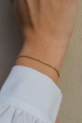 Kordelarmband 925 Silber nass 18 Karat Gold