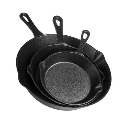 3-teiliges Pre-Seasoned Gusseisen Pfannenset - 15 cm, 20 cm, 25 cm - Antihaft Nuvva
