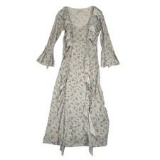 Spell & The Gypsy Fleur Frill Bias Maxi Dress Medium Teapot Blue Boho Festival