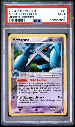 2004 POKEMON EX HIDDEN LEGENDS #11 METAGROSS-HOLO PSA 9