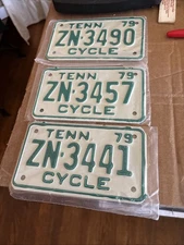 Lot Of 3 Tennessee Motorcycle License Plates 1979 New Old Stock