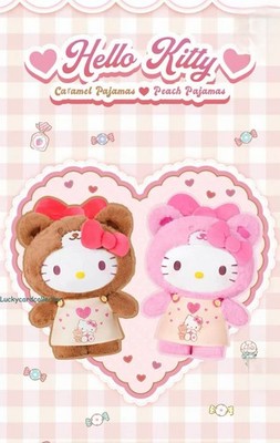 TOP TOY Hello Kitty Caramel Pajamas & Peach Pajamas Plush Doll NEW 38cm
