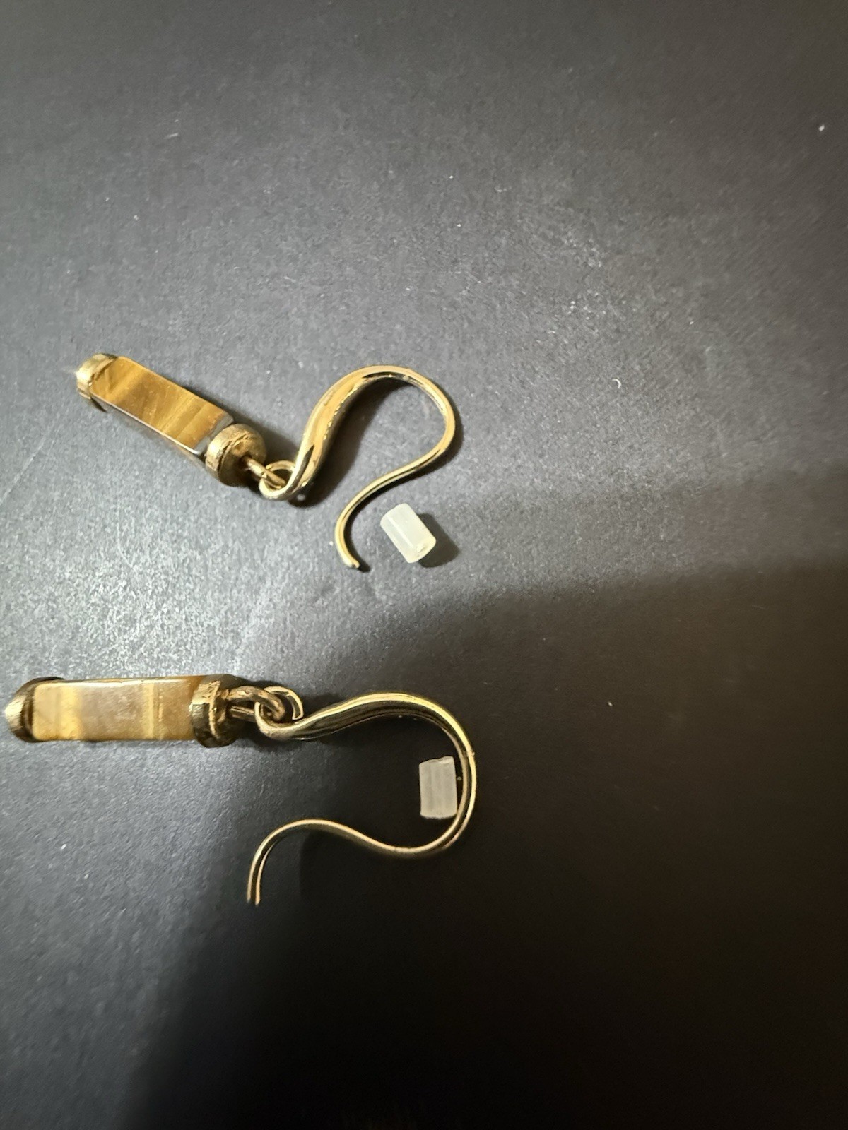 Tiger Eye Rectangle Drop Dangle Earrings Gold Tone - image 5