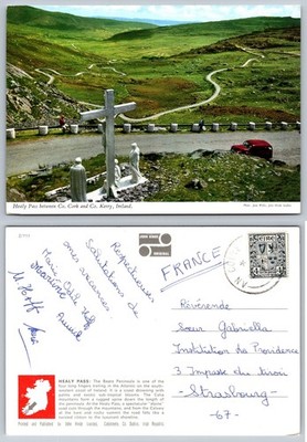 Healy Pass Ireland Vintage Postcard, John Hinde, Cork Kerry, Calvary Cross