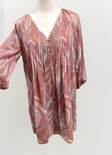 Women’s LOFT Outlet Pink Paisley V-neck Chiffon 3/4 Sleeve Blouson Dress XS