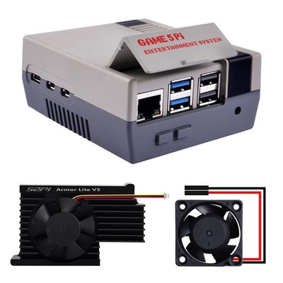 GeeekPi Case for Raspberry Pi 5, with Armor Lite V5 Active Cooler, Retro Gami...