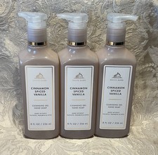 Bath  Body Works CINNAMON SPICED VANILLA Cleansing Gel Hand Soap 3-pc Set NEW