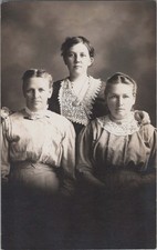 RPPC Postcard Three Women Wearing Dresses Studio Portrait