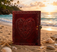 Vintage Handmade Leather Journal 8x6 Lock Diary Notebook Lined Writing Pages
