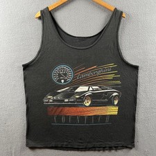 Vintage Lamborghini Tank Top Black Faded Countach Sports Car 80s Single Stitch