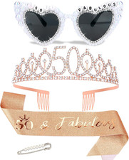 50Th Birthday Crown  50 and Fabulous Sash  50Th Birthday Sunglasses