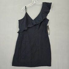 XOXO Black Mini Dress NEW Stretch Bodycon Preppy Ruffle Sleeveless Zip Women XXL