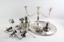 Vintage Silver Plate Ware Inc Serving Tray Candelabras Tankard Job Lot 4573g