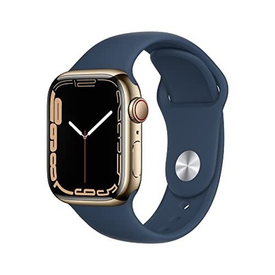 APPLE WATCH 7 GPS CELLULAR 41MM GOLD STAINLESS STEEL ABYSS BLUE SPORT BAND
