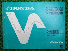 Honda VFR400Z R SE Parts List, 2nd Edition, Official Motorcycle Maintenance ...