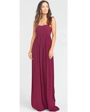 Show Me Your MuMu June Maxi Dress in Merlot Chiffon Burgundy Red Size S