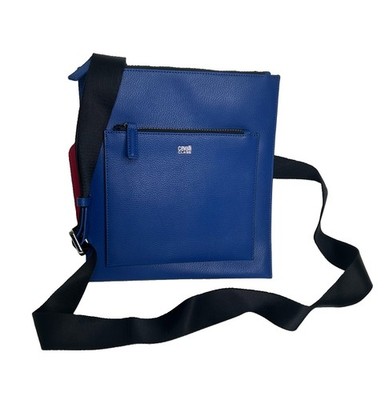  Cavalli Class by Roberto Cavalli Men's Blue Leather Crossbody Messenger Bag