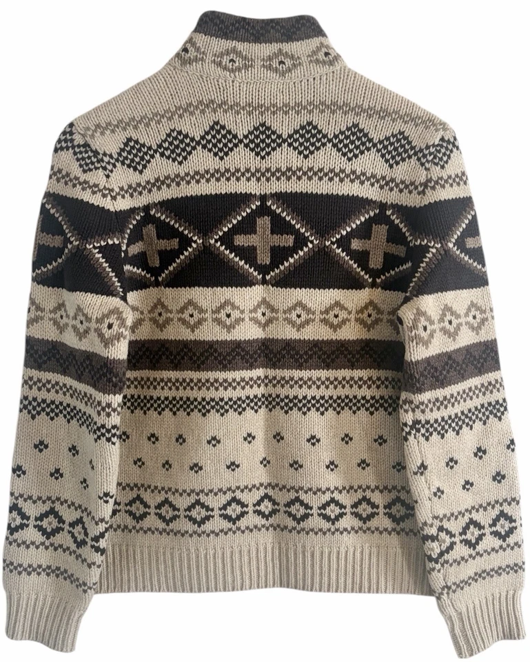 Suéter De Colección Lauren Ralph Lauren Petite Azteca Suroeste Marrón Geo Cruz Lana-PL- Foto 2 de 4