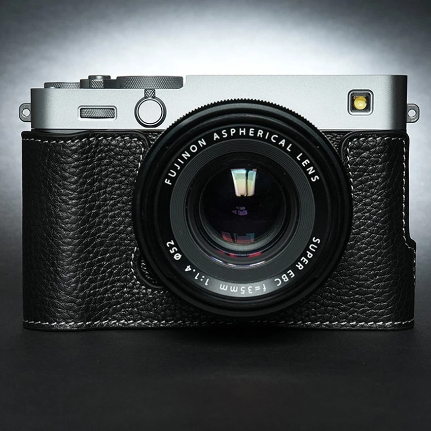 Funda de cuero hecha a mano para cámara media cubierta bolsa base protectora para Fujifilm X-E5 Foto 2 de 4