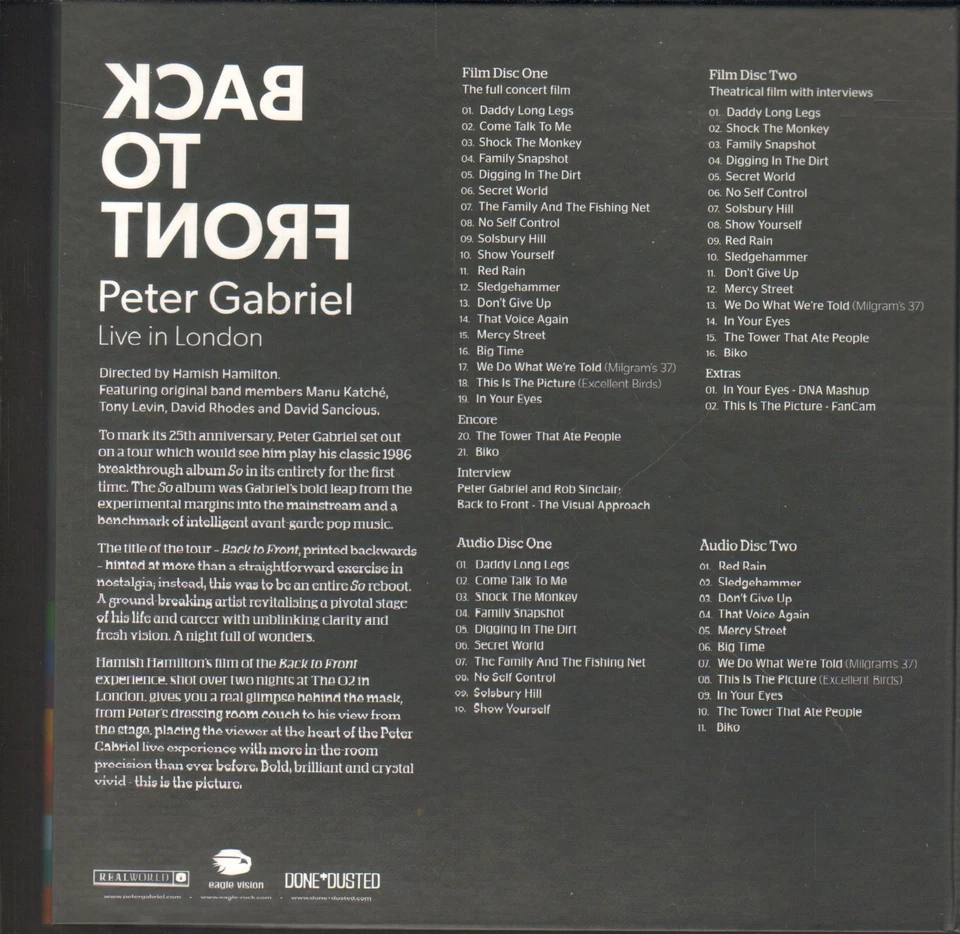 PETER GABRIEL-BACK TO FRONT-LIVE IN LONDON- 2 CD+2 DVD+BOOK DELUXE- 2013- MINT - Bild 2 von 2