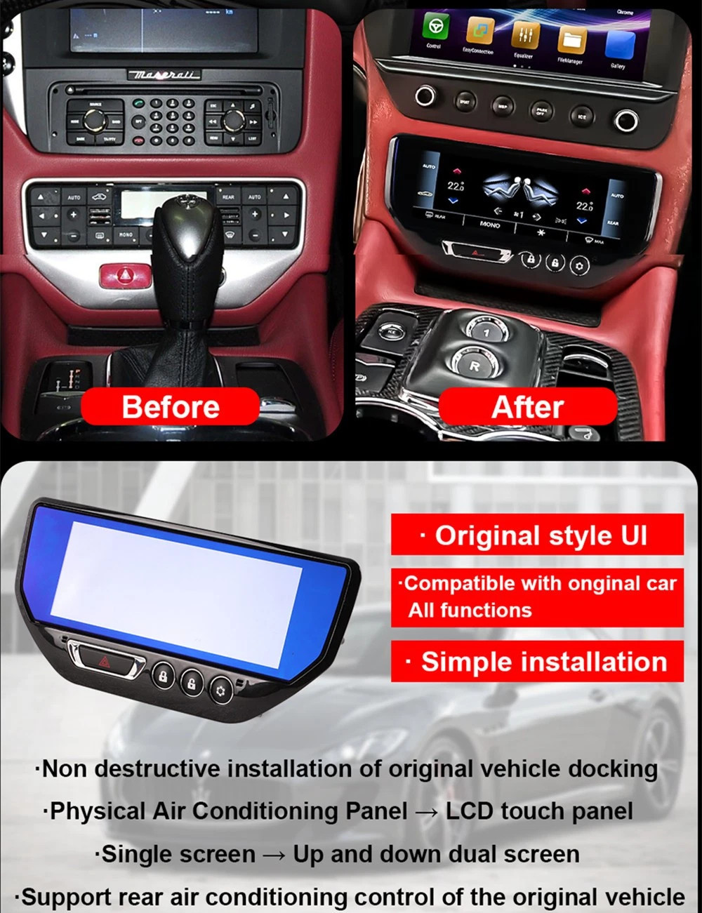 7 Inch Climate Control Panel Screen AC LCD Screen Fit 2007-2015 Maserati GT