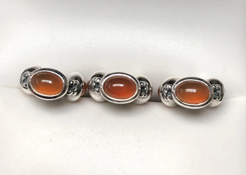 (1) RETIRADO Y RARO Auténtico Pandora Triple Cornalina Cabuchan Dije #790564CAR Foto 3 de 4