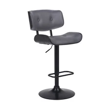 Armen Living Brooklyn Adjustable Swivel Faux Leather and Black Wood Bar Stool