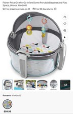 Fisher-Price On-the-Go Infant Dome Windmill Portable Bassinet with Toys