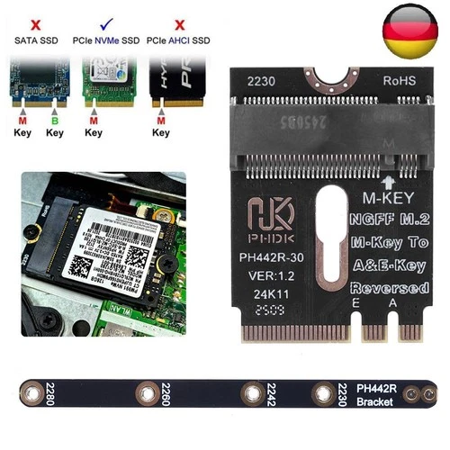 NGFF A+E-Key Stecker auf NVME Verlängerung PCI-E 4.0 Adapter mit Halterung