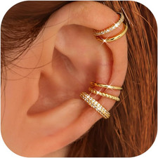 4 Pairs Ear Cuffs Non Piercing - 14K Gold Plated Ear Cuff Earrings for Women Ear