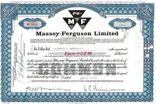 Canada - Massey - Ferguson Limited, 1965 (33 Shares blau) alte Vignette