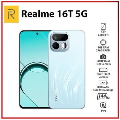 (New) Realme 16T 5G 8GB+256GB GREEN Dual SIM Global Ver. Android Mobile Phone
