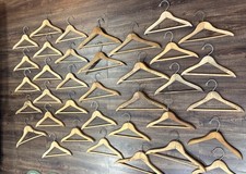 Mixed Lot of 36 Vintage Wooden Clothes Hangers 4 Advertising