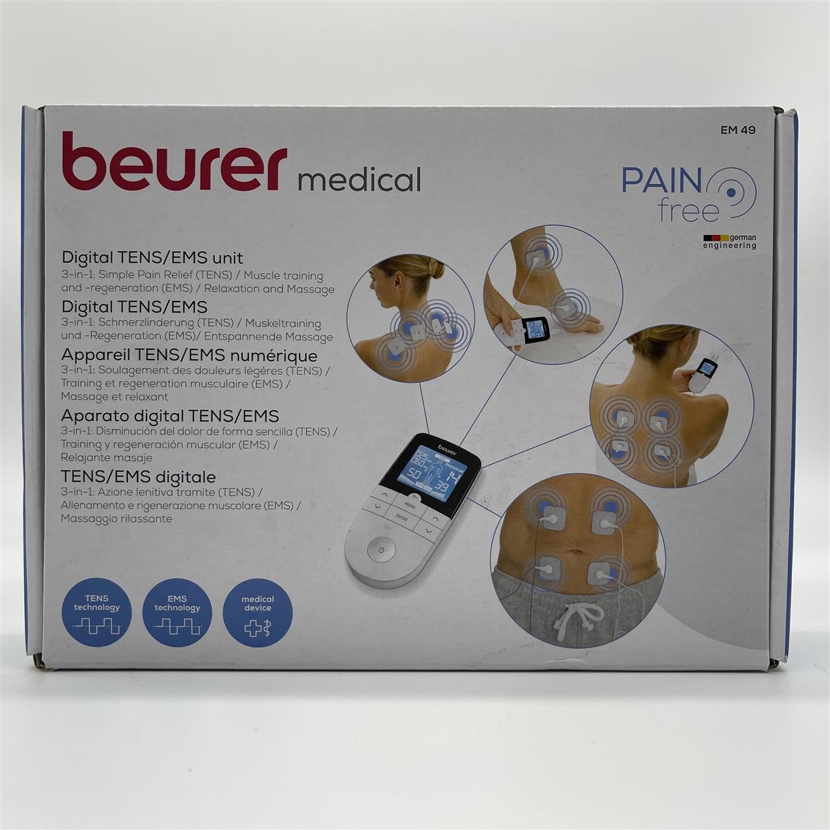 Beurer EM 49 Digital TENS/EMS, 3-in-1 Reizstromgerät, Massagefunktion, inklusive