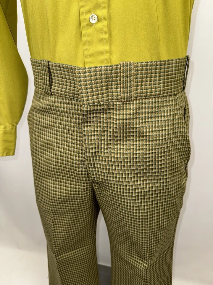 De Colección Años 60 70 Sears Pantalones Para Hombres 34 29 MCM Mod Traje de Ocio Disco A Cuadros Rockabilly Foto 4 de 4