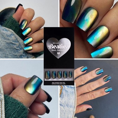 Red Aspen Press On Nails-Muriel in Modern Times-Short   Coffin   Cat Eye