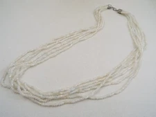 White Glass Bead Multi Strand Necklace (A20)