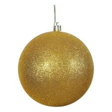Vickerman 4" Plastic Ball Ornaments in Glitter Antique Gold (Set of 6)