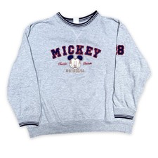 Vintage Disney Mickey Mouse Sweatshirt Size XL Gray Embroidered Graphic Crewneck