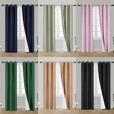 2 Pc Blackout Curtain Panels Silver Grommet Thermal Insulated Room Darkening N32
