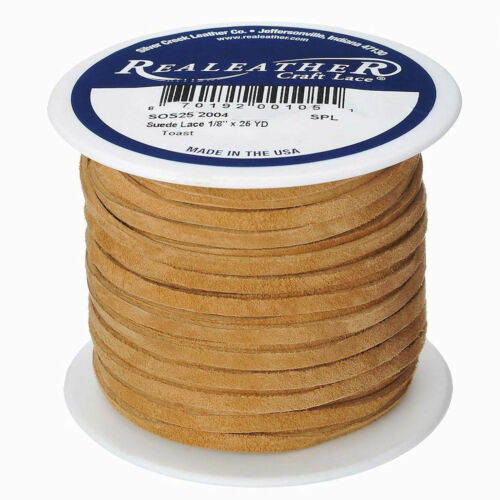 Suede Craft Lace Toast 1/8" x 25 yds. by Silver Creek Realeather
