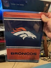 Denver Broncos NFL Team Logo Tin Sign. 12x8”.  NFL
